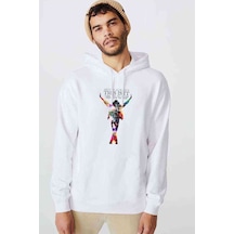 Michael Jackson Baskılı Beyaz Erkek Örme Kapşonlu Sweatshirt (534798946)