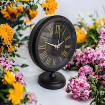 Siyah Renkli Metal Ofis Salon Otel Masa Saati 25*20 cm G8