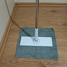 Tembel Mop - Tüm Bezleri Kendi Alabilen Otomatik Mop, 360 Dönebilen, Kullan At Bezler İçin Pratik Mop Beyaz