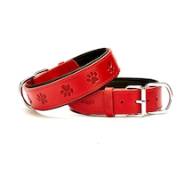 Doggie Konfor Deri Pati Desenli Boyun Tasması 4X52-60Cm Kırmızı