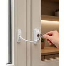 Pencere Güvenlik Kilidi Kablolu Anahtarlı Beyaz 147.75 Tl