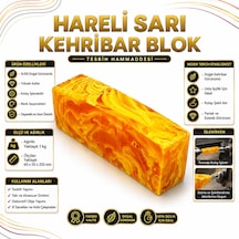 Blok Kehribar - Renkli Hareli Blok Lar - Sarı Hareli