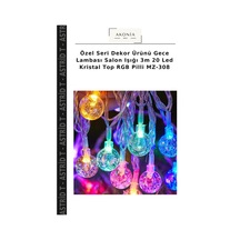 Özel Seri Dekor Ürünü Gece Lambası Salon Işığı 3m 20 Led Kristal Top Rgb Pilli Mz-308