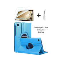 Samsung Galaxy Tab A9+ Plus 11 Inç Tablet Uyumlu 360 Döner Pu Deri Kılıf Seti Sm-x210 Kılıf