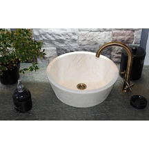 Bej Silindir Mermer Lavabo