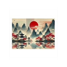 Japon Dağ Sanatı Hediyelik Ahşap Tablo