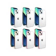 Zeyline Apple Uyumlu iPhone 13 Kamera Korumalı Renkli Çerçeveli Zore Garaj Kapak-gümüş