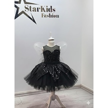 Star Kids Fashion Kız Çocuk Siyah Tinker Bell Kostümü, Kız Çocuk Peri Kostümü, Kanatlar Hediyedir