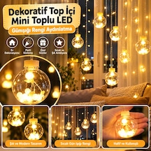 10 Sarkıtlı Kumandalı Dekoratif Top İçi Mini Toplu Led Günışığı Rengi Dekoratif Aydınlatma -