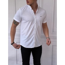 Modefendi Slim Fit Pamuk Örme Polo Yaka Kısa Kollu Gömlek Beyaz Modefendi Slim Fit Pamuk Örme Polo Yaka Kısa Kollu Gömlek Beyaz