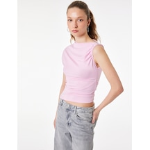 Koton Asimetrik Yaka Drapeli Kolsuz Bluz Pembe 6sal60010ık Gül