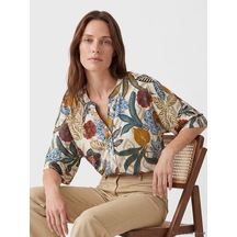 Lcw Grace Karışık Kaçık Yaka Çiçekli Oversize Bluz