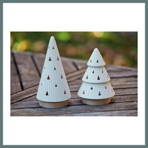 Bezos Modern Çam Ağacı Formlu Tealight Mumluk Seti Yılbaşı Dekoratif Mum Tutucu Ventra Çok Renkli