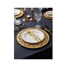 6 Adet 31 Cm Polikarbon Kırılmaz Supla - Lüks Kristal Görünümlü Amerikan Servis - Çeyizlik Sunum Gold - 872770564 Gold