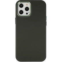Newface Apple İphone 12 Pro Max Kılıf Asya Deri Silikon - Koyu Yeşil