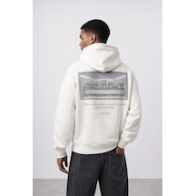 Respire Erkek Da Vinci Baskı Detaylı Oversize Hoodie Ekru