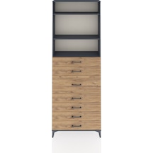 Arges Dolap 3 Raflı 7 Çekmeceli 88x30x243 Antrasit-çam Antrasit