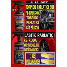 Lastik Parlatıcı 500 Ml+ Torpido Parlatıcı Süt Silikon 500 Ml + 2 Adet Uygulama Süngeri