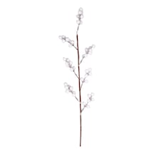 Yılbaşı Çiçeği Pike Kar Efektli Berry Dalı Beyaz 75 Cm
