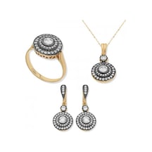 Gümüş Elmas Model Bayan Set Set46138258 Gümüş