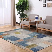 Dizayn Anelia Desenli Kadife Pamuk Tabanlı Yıkanabilen Kaydırmaz Antibakteriyel Salon Halısı 160x230 1
