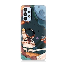 Samsung Galaxy A53 Uyumlu Sevimli Astronot Uzay Macerası Desenli Silikon Kılıf