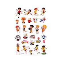 Sticker Kabartmalı A4 Boyutunda Stiker Defter, Planlayıcı Etiket- Lim561 - Sarı Kırmızı Futbol Çok Renkli