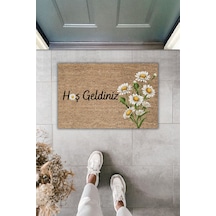 Rugmood Modern Dijtal Baskı Hoşgeldiniz Papatyalı Kapı Önü Paspası Çok Renkli