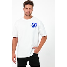 Urbantrendstore Go Away Unisex Sade Basic Yazlık Beyaz Tshirt Oversize Fit Rahat Geniş Salaş T-shirt Günlük Tişört Beyaz
