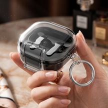 Caseonn Samsung Galaxy Buds 4 Kılıf Stand Özellikli Kilitli Mika Koruma Şeffaf