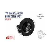 Lampist 1w Hareketli Manda Gözü Siyah Spot Yeşil
