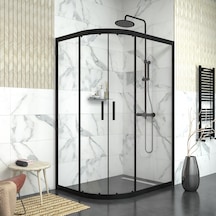 Tekno Duş Black Sirius 6mm Şeffaf Cam Asimetrik Oval Duşakabin Şeffaf