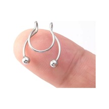 Fake Septum Piercing Unisex Deliksiz Burunlar Için Paslanmaz Çelik Gümüş - 561959076 Gümüş