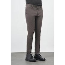 İmza Koyu Haki Düz Armürlü Pamuklu Yan Cep Slim Fit Casual Pantolon 1003245163 Koyu Haki