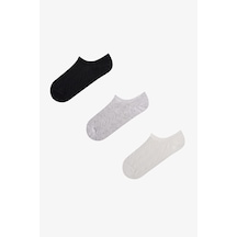 Penti Diamond Jacquard 3lü Sneaker Çorabı Siyah - Beyaz