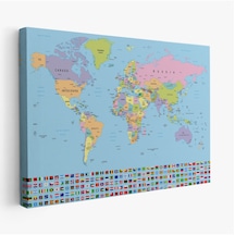 Livelyelegance Dünya Haritası Bayraklı Dekoratif Kanvas Tablo 1094 125 X 210cm