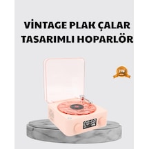 3-ü-1 Gece Işığı Bluetooth Hoparlör Ve Dijital Saat Vintage Plak Çalar Tasarımlı Çok Renkli
