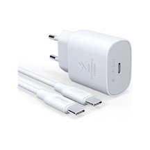 Poco Uyumlu Qc3.0 Pd 25w Hızlı Şarj Aleti Type-c To Type-c Kablo Set Beyaz Yerli Üretim
