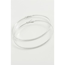 Burgulu Zikzak Metal Halka Küpe 8-9-10 Cm Gümüş