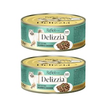Delizzia Sos İçinde Parça Etli Somonlu Ve Tavuklu Yetişkin Kedi Maması 2 X 85 Gr.