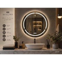 Dokunmatik Dimmer Özellikli Yuvarlak Led Işıklı Banyo Aynası 100 Cm 80 Cm Çap Açık Gri