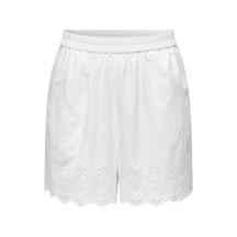 Only Kadın Şort Beyaz 15313167 Onllou Lıfe Emb Loose Shorts 24yw21000093 W210225 Beyaz