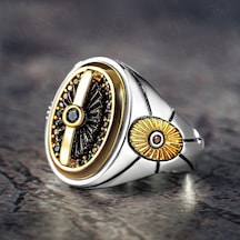 Takılingo 925 Ayar Gümüş Siyah Zirkon Taşlı Zarif Erkek Yüzük Gümüş