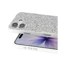 Onegif Apple iPhone Uyumlu  17 Uyumlu Bright Simli Kapak - Beyaz