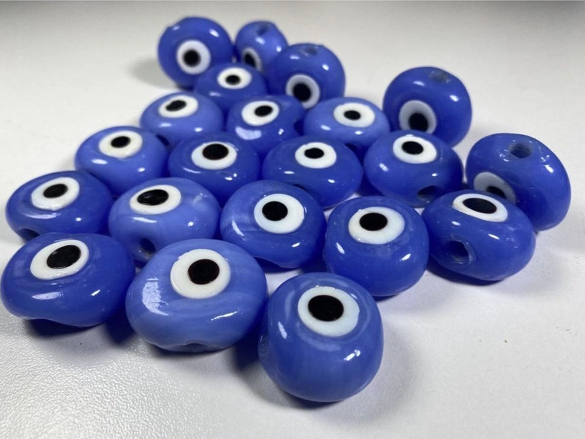 Eflatun Büyük Boy 2,5 Cm El Yapımı Danagöz Nazar Boncuğu - 8 Adet