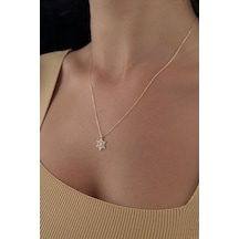 Fiyonk Kuyumculuk 14 Ayar Altın Taşlı Küçük Kar Tanesi Kolye 001