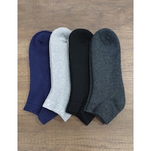 Leement Socks Dikişsiz Kışlık Kalın Havlu Patik Çorap 4 Çift Pamuklu Beyaz