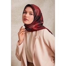 Levidor Noktalı Kareli Bask. Twill İpek Eşarp-0934 Bordo