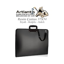 Siyah Resim Çantası Fermuarlı Kulplu 37x54 Cm 1 Adet Teknik Resim Dosya Çantası 35x50 Cm Askılı Proje Çantası Okul Sınıf