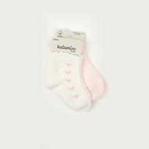 Katamino Minimi 2'li Kız Bebek Çorap 44162 Ekru-pembe